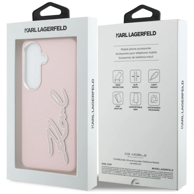 Etui Karl Lagerfeld Grained Signature Metal Resin Logo na Samsung Galaxy S26 - różowe - obrazek 8