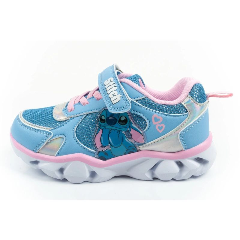 Leomil buty sportowe dziecięce sneakersy Stitch lekkie na rzep LED niebieskie - obrazek 2