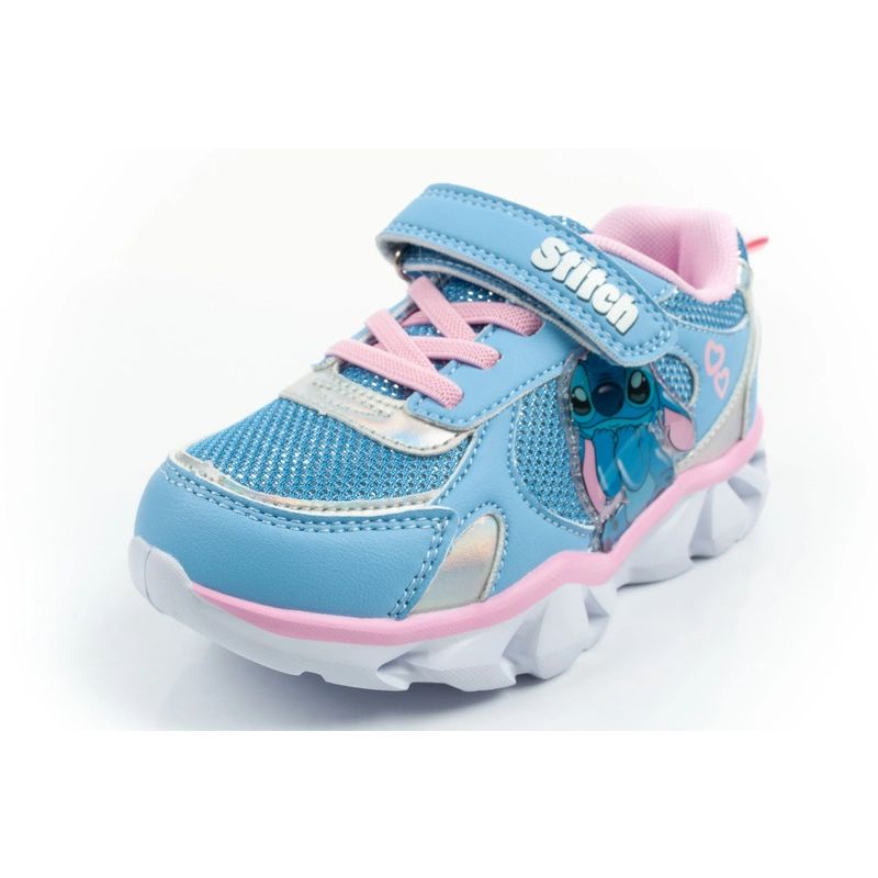 Leomil buty sportowe dziecięce sneakersy Stitch lekkie na rzep LED niebieskie - obrazek 3