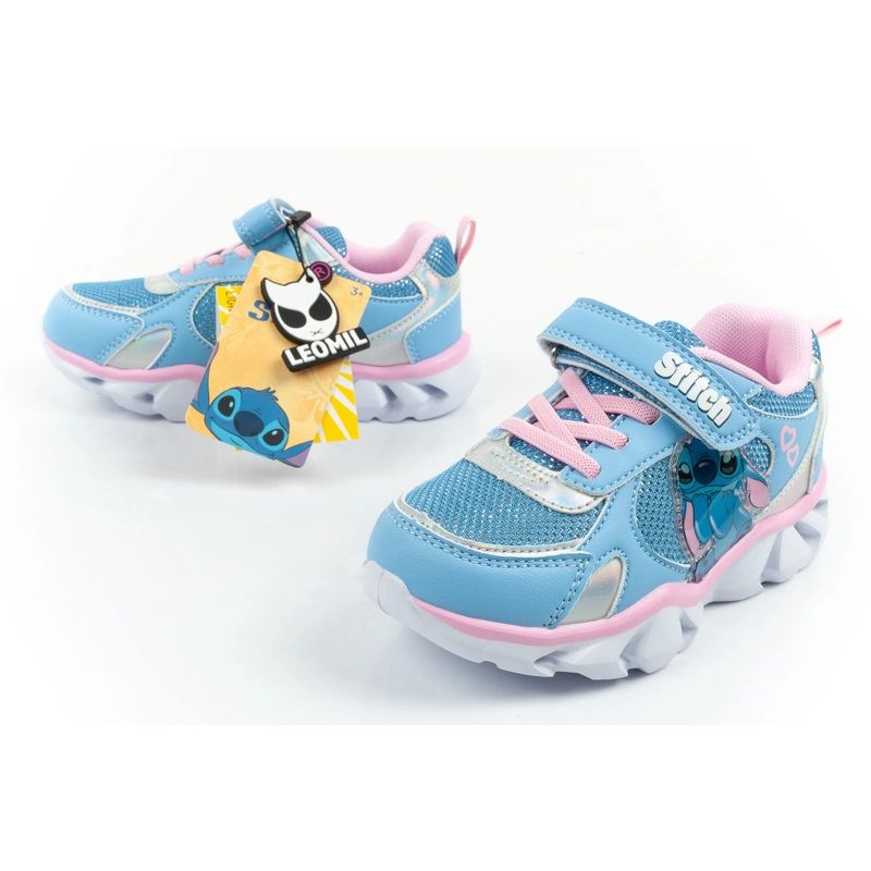 Leomil buty sportowe dziecięce sneakersy Stitch lekkie na rzep LED niebieskie - obrazek 8