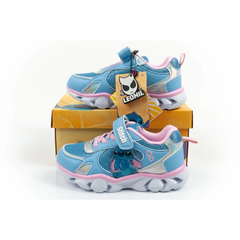 Leomil buty sportowe dziecięce sneakersy Stitch lekkie na rzep LED niebieskie - obrazek 10