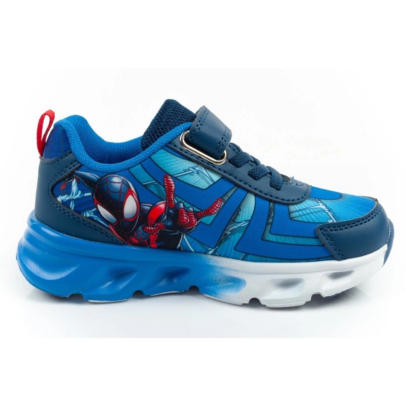 Leomil buty sportowe dziecięce sneakersy Spiderman lekkie na rzep LED niebieskie - obrazek 4