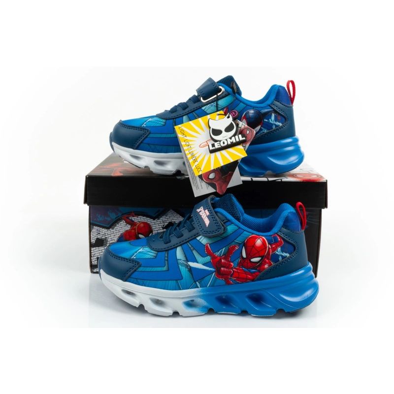 Leomil buty sportowe dziecięce sneakersy Spiderman lekkie na rzep LED niebieskie - obrazek 10