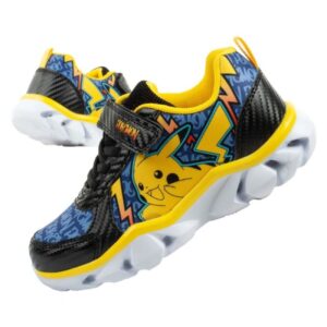 Leomil buty sportowe dziecięce sneakersy Pokemon lekkie na rzep LED czarne żółte
