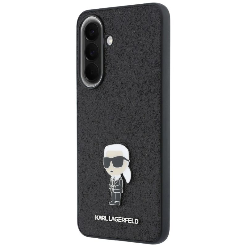 Etui Karl Lagerfeld Fixed Glitter Ikonik Logo Metal Pin na Samsung Galaxy A57 5G - czarne - obrazek 2