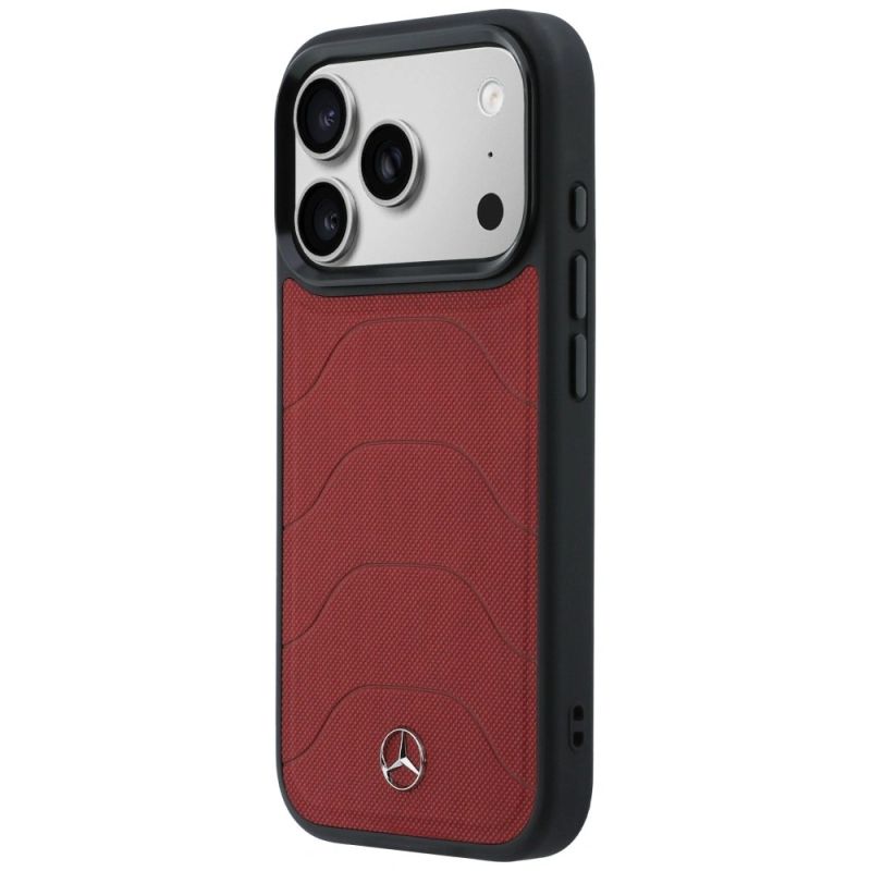 Etui Mercedes Leather Mesh with Bow Line MagSafe na iPhone 17 Pro - czerwone - obrazek 2