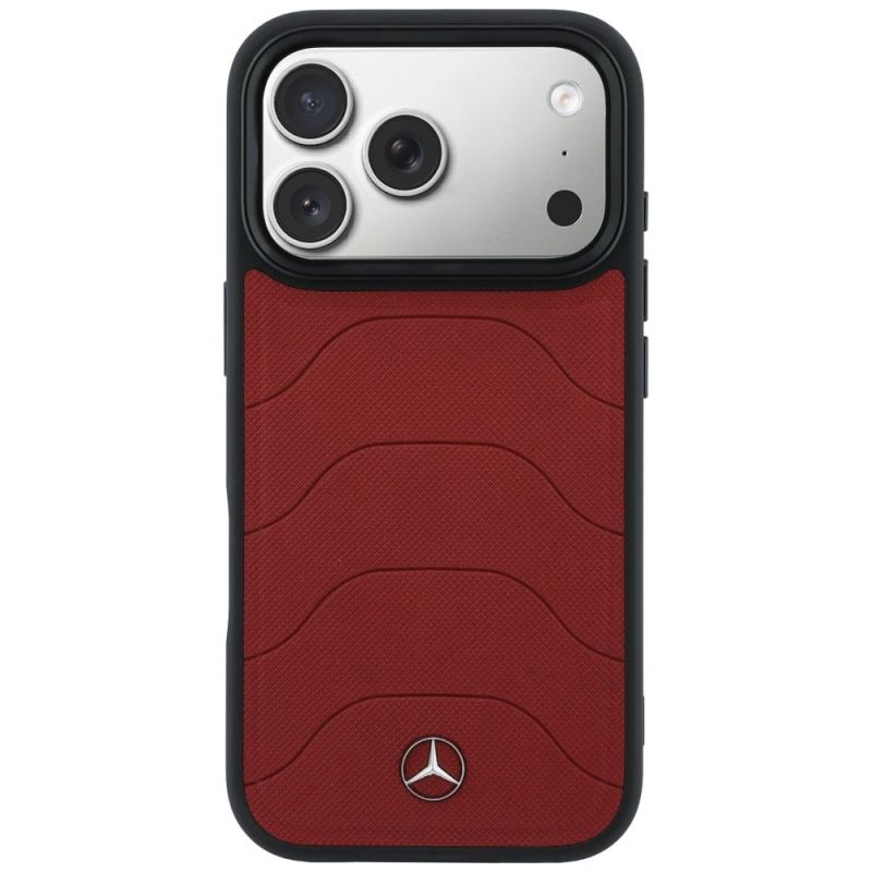 Etui Mercedes Leather Mesh with Bow Line MagSafe na iPhone 17 Pro - czerwone - obrazek 3