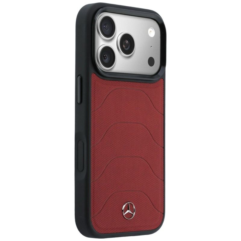 Etui Mercedes Leather Mesh with Bow Line MagSafe na iPhone 17 Pro - czerwone - obrazek 4
