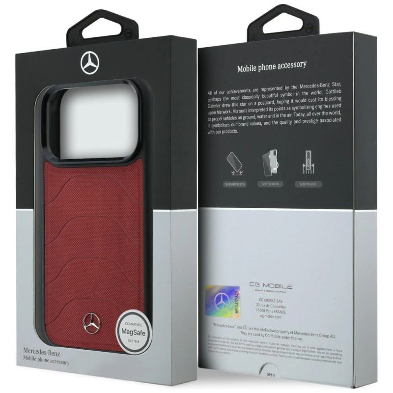 Etui Mercedes Leather Mesh with Bow Line MagSafe na iPhone 17 Pro - czerwone - obrazek 8