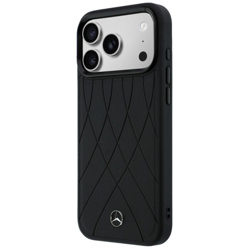 Etui Mercedes Leather with Crossed Lines MagSafe na iPhone 17 Pro - czarne - obrazek 2