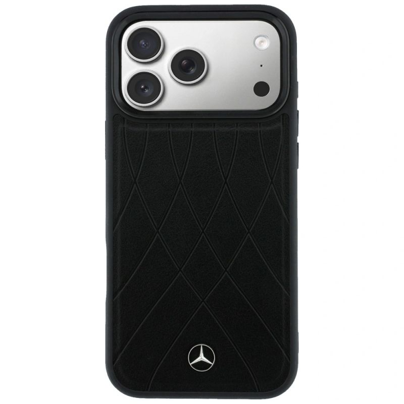 Etui Mercedes Leather with Crossed Lines MagSafe na iPhone 17 Pro - czarne - obrazek 3