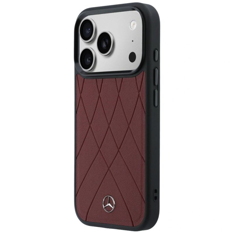Etui Mercedes Leather with Crossed Lines MagSafe na iPhone 17 Pro Max - czerwone - obrazek 2