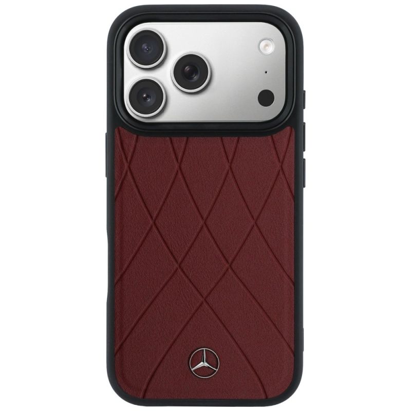 Etui Mercedes Leather with Crossed Lines MagSafe na iPhone 17 Pro Max - czerwone - obrazek 3