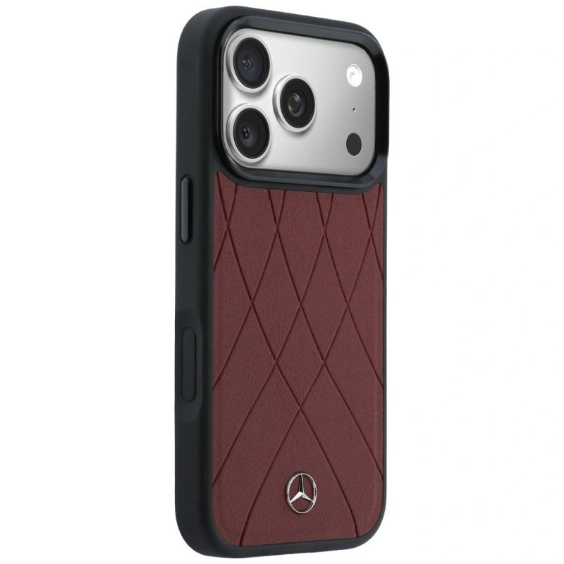 Etui Mercedes Leather with Crossed Lines MagSafe na iPhone 17 Pro Max - czerwone - obrazek 4