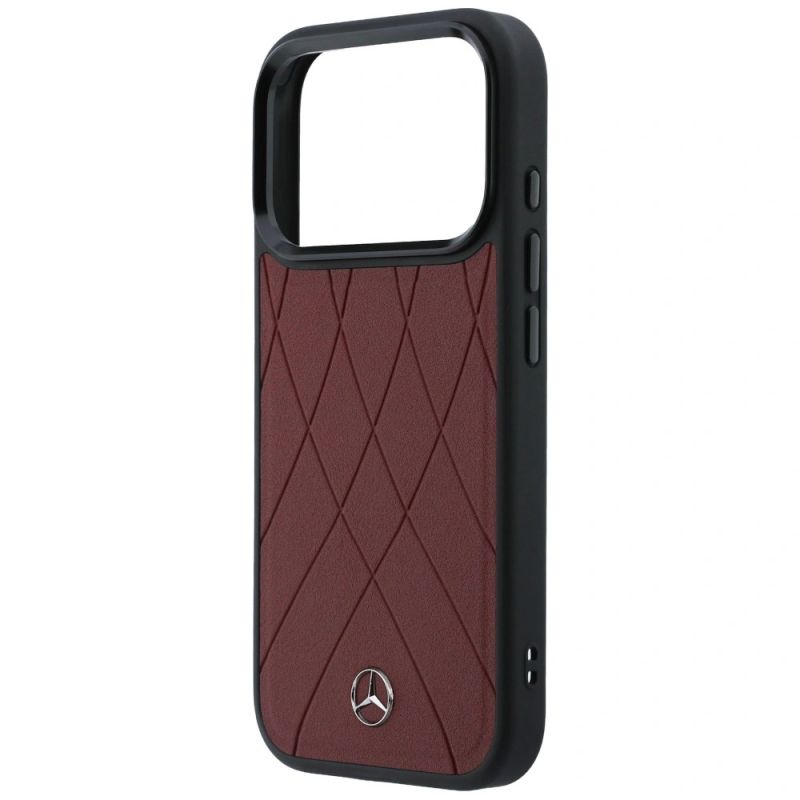 Etui Mercedes Leather with Crossed Lines MagSafe na iPhone 17 Pro Max - czerwone - obrazek 6