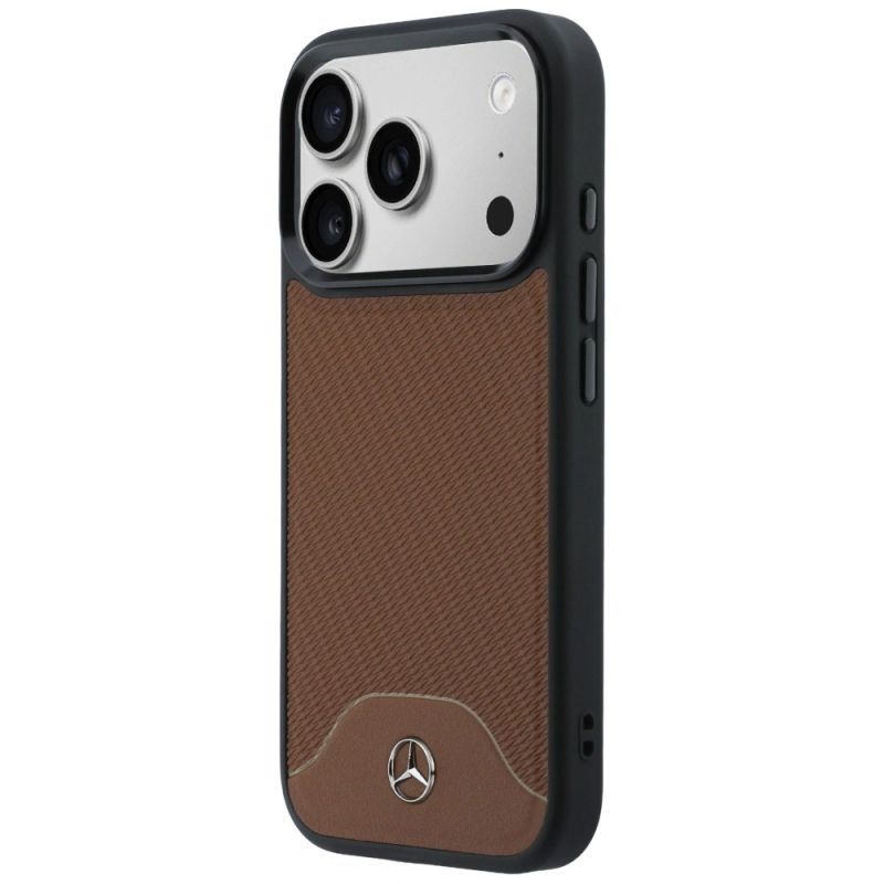 Etui Mercedes Leather Wood Effect and Curve MagSafe na iPhone 17 Pro - brązowe - obrazek 2