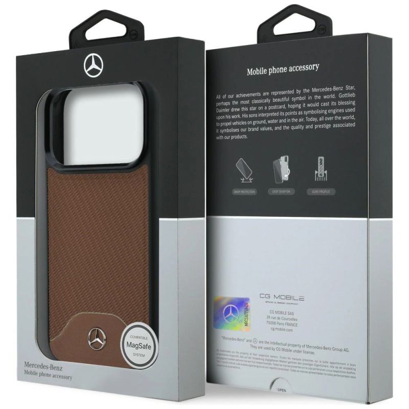 Etui Mercedes Leather Wood Effect and Curve MagSafe na iPhone 17 Pro - brązowe - obrazek 8