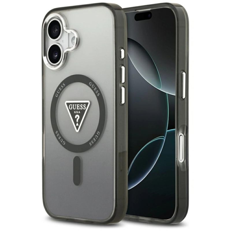 Etui Guess IML Gradient Triangle Logo MagSafe na iPhone 17 - czarne