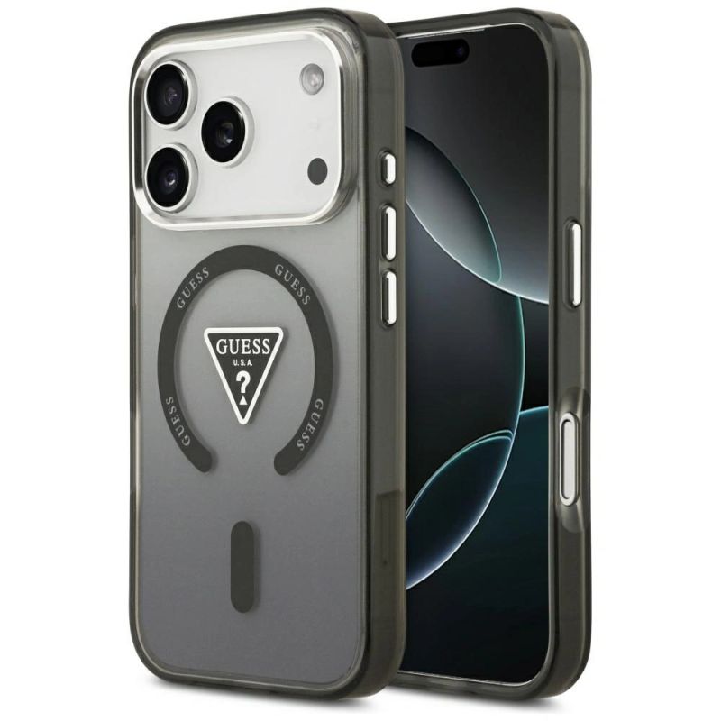 Etui Guess IML Gradient Triangle Logo MagSafe na iPhone 17 Pro Max - czarne