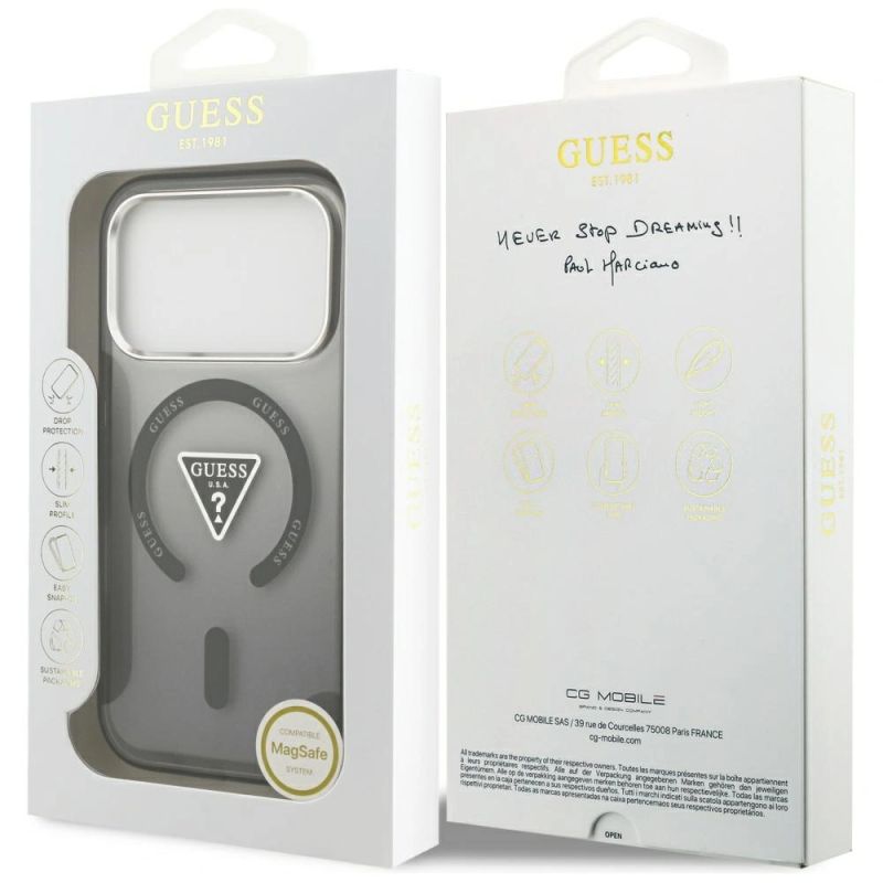 Etui Guess IML Gradient Triangle Logo MagSafe na iPhone 17 Pro Max - czarne - obrazek 8