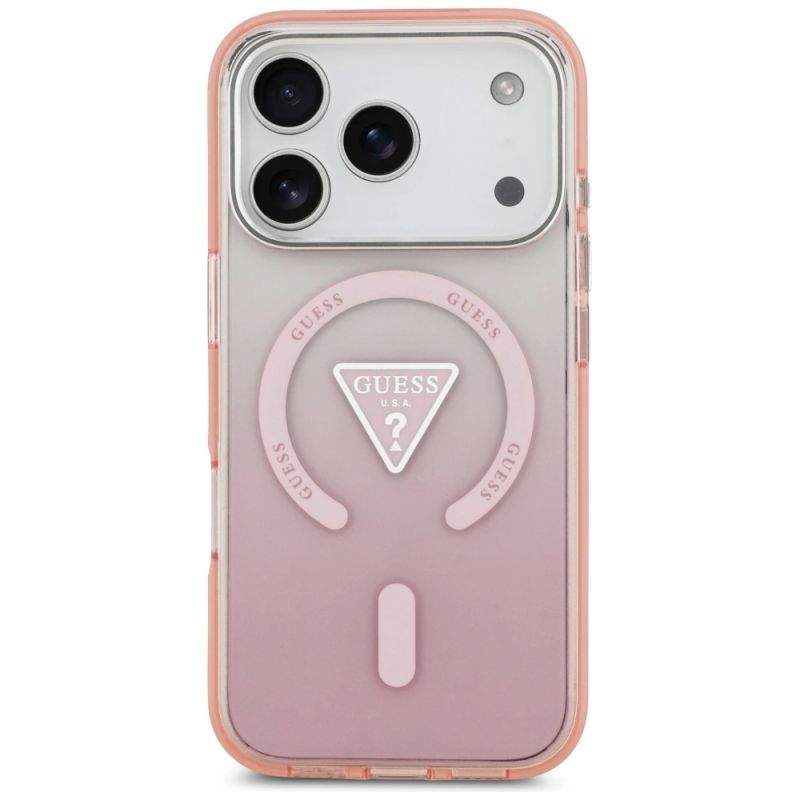 Etui Guess IML Gradient Triangle Logo MagSafe na iPhone 17 Pro - różowe - obrazek 3
