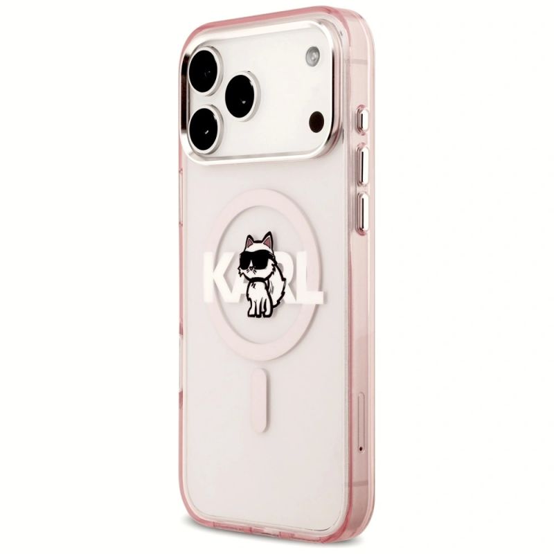 Etui Karl Lagerfeld IML Choupette Sketch Logo MagSafe na iPhone 17 Pro Max - różowe - obrazek 2