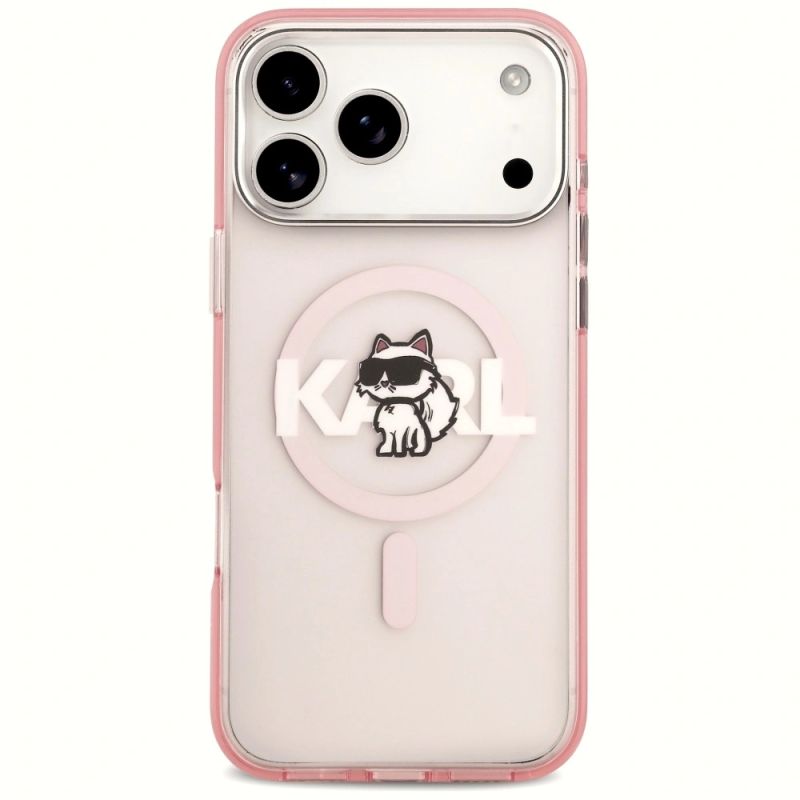 Etui Karl Lagerfeld IML Choupette Sketch Logo MagSafe na iPhone 17 Pro Max - różowe - obrazek 3