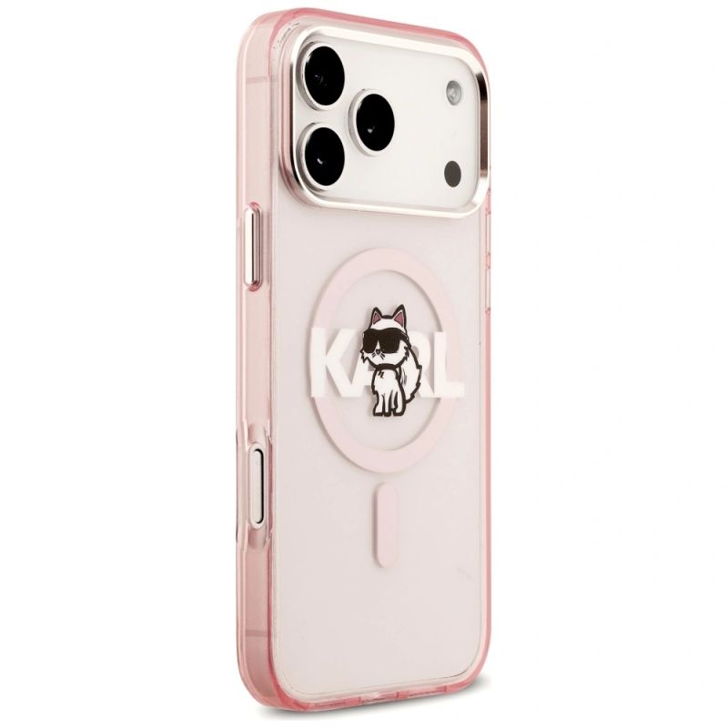 Etui Karl Lagerfeld IML Choupette Sketch Logo MagSafe na iPhone 17 Pro Max - różowe - obrazek 4