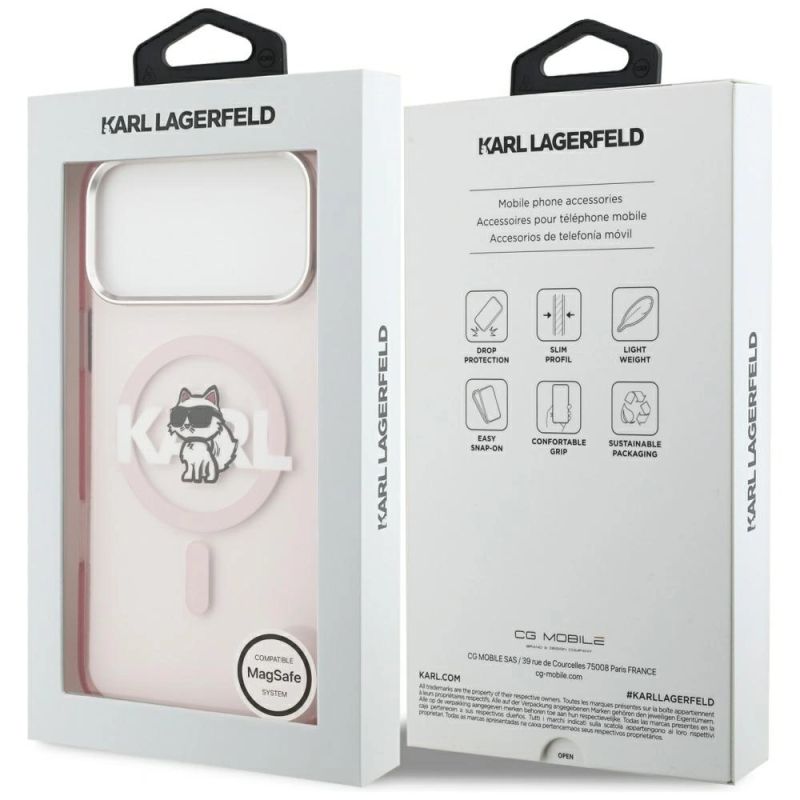 Etui Karl Lagerfeld IML Choupette Sketch Logo MagSafe na iPhone 17 Pro Max - różowe - obrazek 8