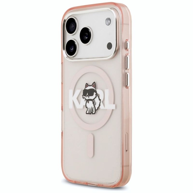 Etui Karl Lagerfeld IML Choupette Sketch Logo MagSafe na iPhone 17 Pro - różowe - obrazek 2