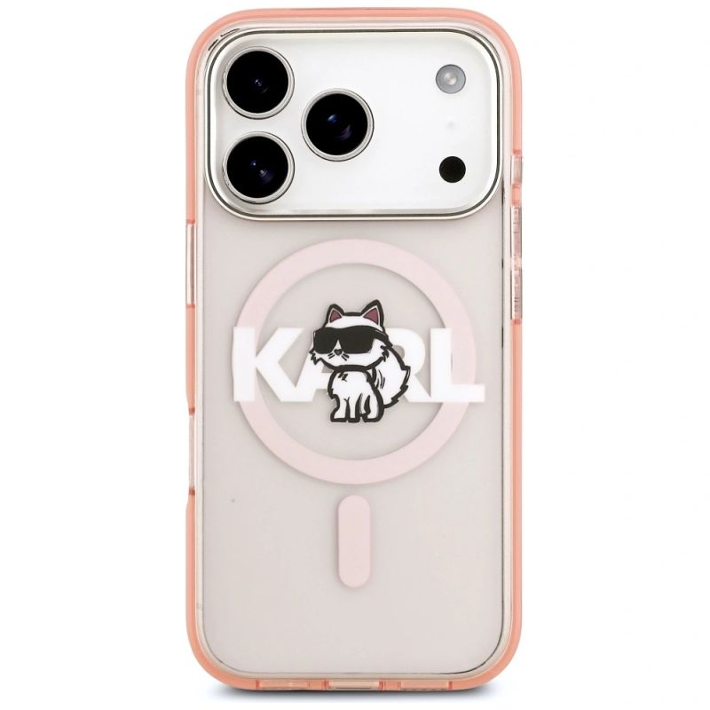 Etui Karl Lagerfeld IML Choupette Sketch Logo MagSafe na iPhone 17 Pro - różowe - obrazek 3