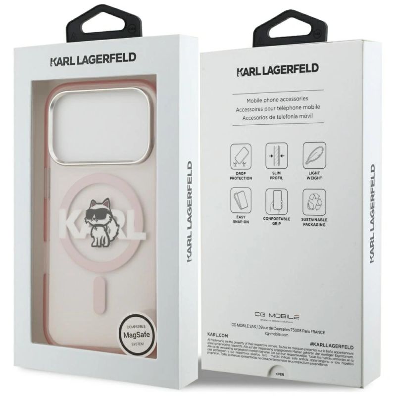 Etui Karl Lagerfeld IML Choupette Sketch Logo MagSafe na iPhone 17 Pro - różowe - obrazek 8