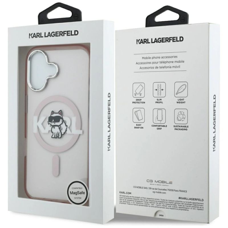 Etui Karl Lagerfeld IML Choupette Sketch Logo MagSafe na iPhone 17 - różowe - obrazek 8