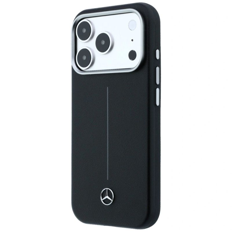 Etui Mercedes Leather Semi Wrap Iconic Line MagSafe na iPhone 17 Pro - czarne - obrazek 2