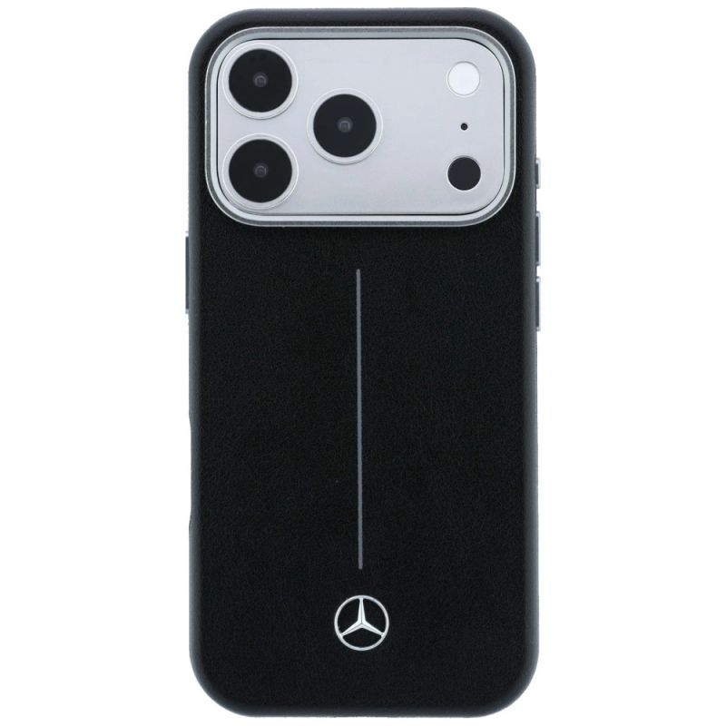 Etui Mercedes Leather Semi Wrap Iconic Line MagSafe na iPhone 17 Pro - czarne - obrazek 3