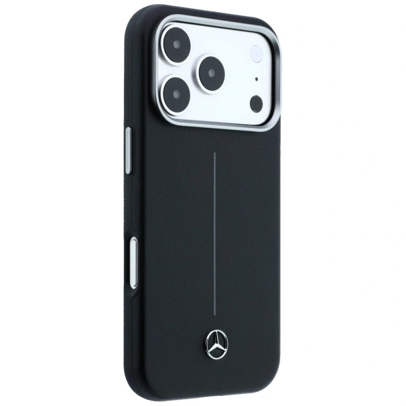Etui Mercedes Leather Semi Wrap Iconic Line MagSafe na iPhone 17 Pro - czarne - obrazek 4