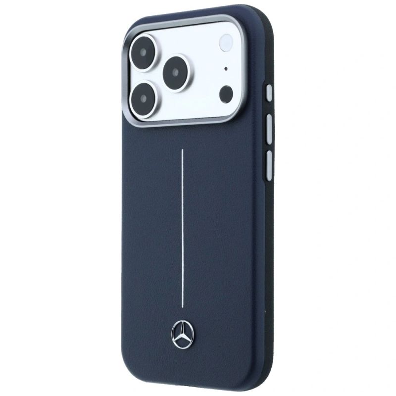 Etui Mercedes Leather Semi Wrap Iconic Line MagSafe na iPhone 17 Pro - granatowe - obrazek 2