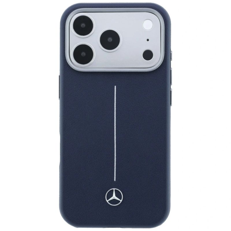 Etui Mercedes Leather Semi Wrap Iconic Line MagSafe na iPhone 17 Pro - granatowe - obrazek 3