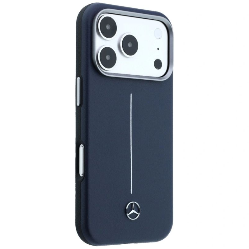 Etui Mercedes Leather Semi Wrap Iconic Line MagSafe na iPhone 17 Pro - granatowe - obrazek 4