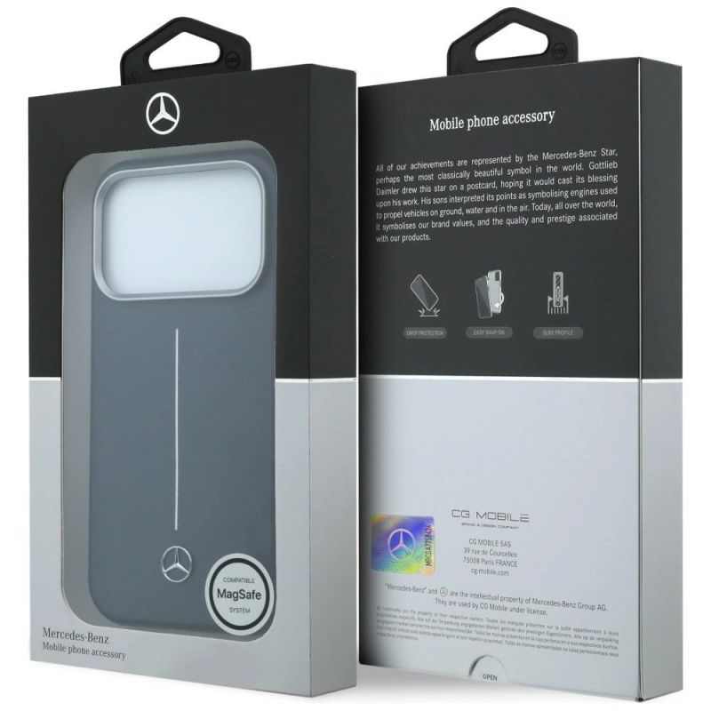 Etui Mercedes Leather Semi Wrap Iconic Line MagSafe na iPhone 17 Pro - granatowe - obrazek 8