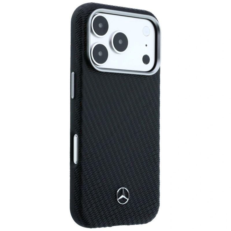 Etui Mercedes Leather Semi Wrap Wood Effect MagSafe na iPhone 17 Pro - czarne - obrazek 4