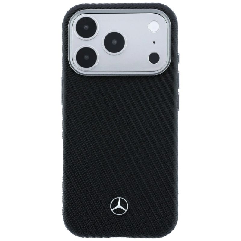 Etui Mercedes Leather Semi Wrap Wood Effect MagSafe na iPhone 17 Pro Max - czarne - obrazek 3