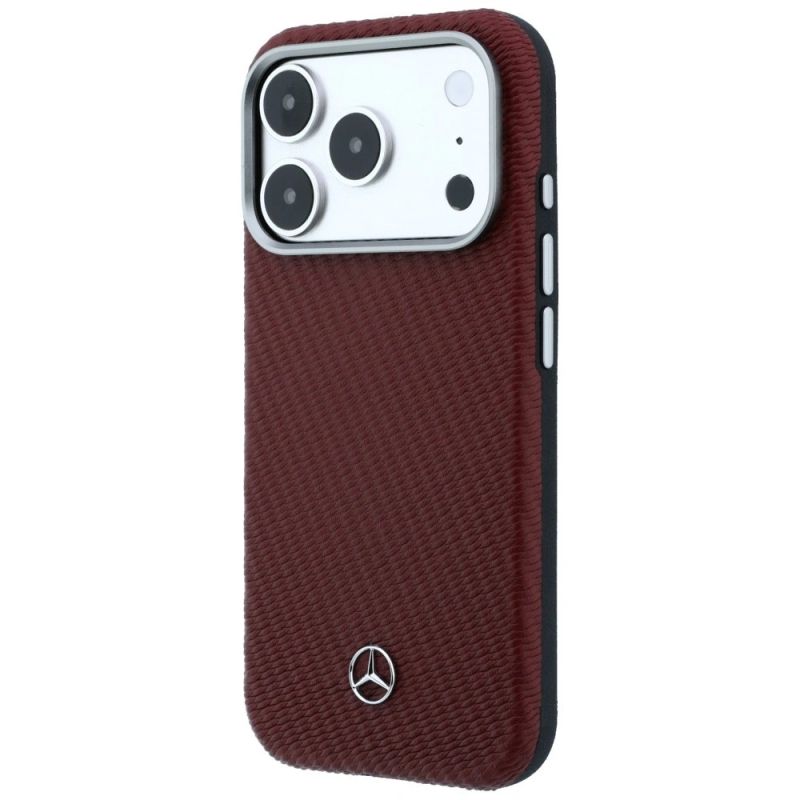 Etui Mercedes Leather Semi Wrap Wood Effect MagSafe na iPhone 17 Pro Max - czerwone - obrazek 2