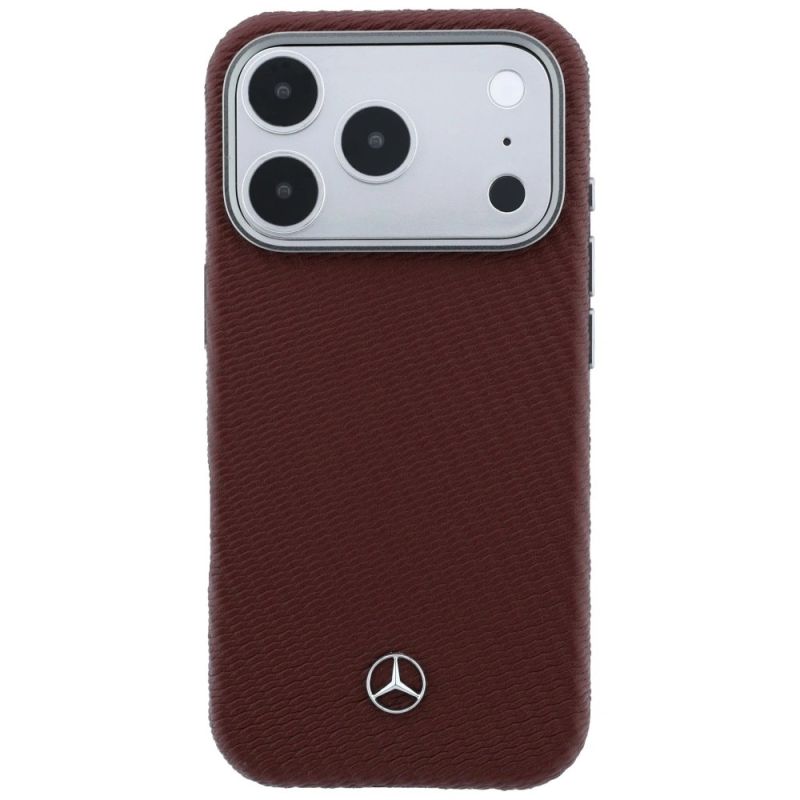 Etui Mercedes Leather Semi Wrap Wood Effect MagSafe na iPhone 17 Pro Max - czerwone - obrazek 3