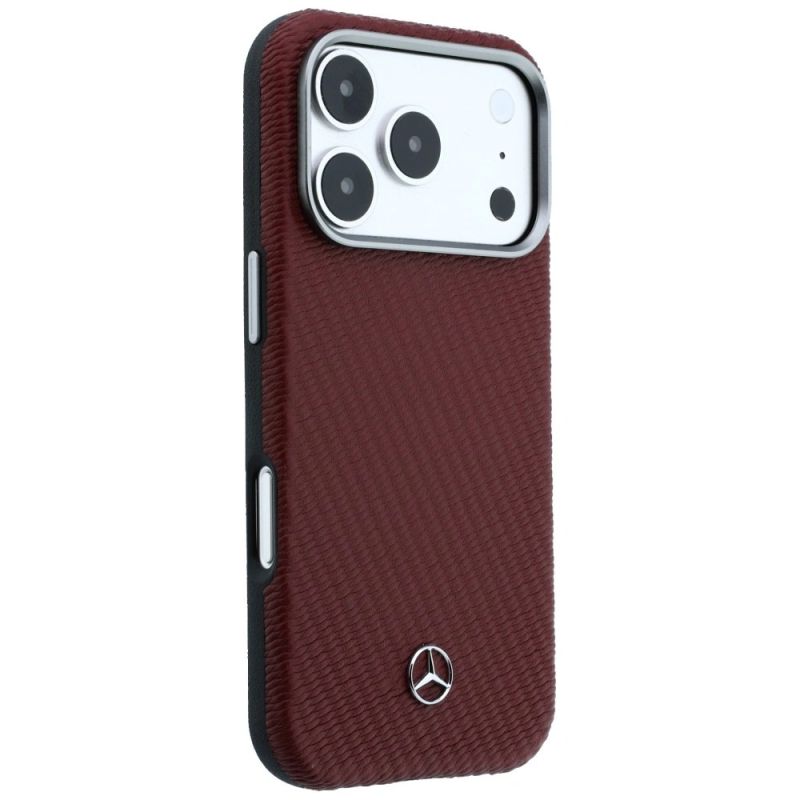 Etui Mercedes Leather Semi Wrap Wood Effect MagSafe na iPhone 17 Pro Max - czerwone - obrazek 4