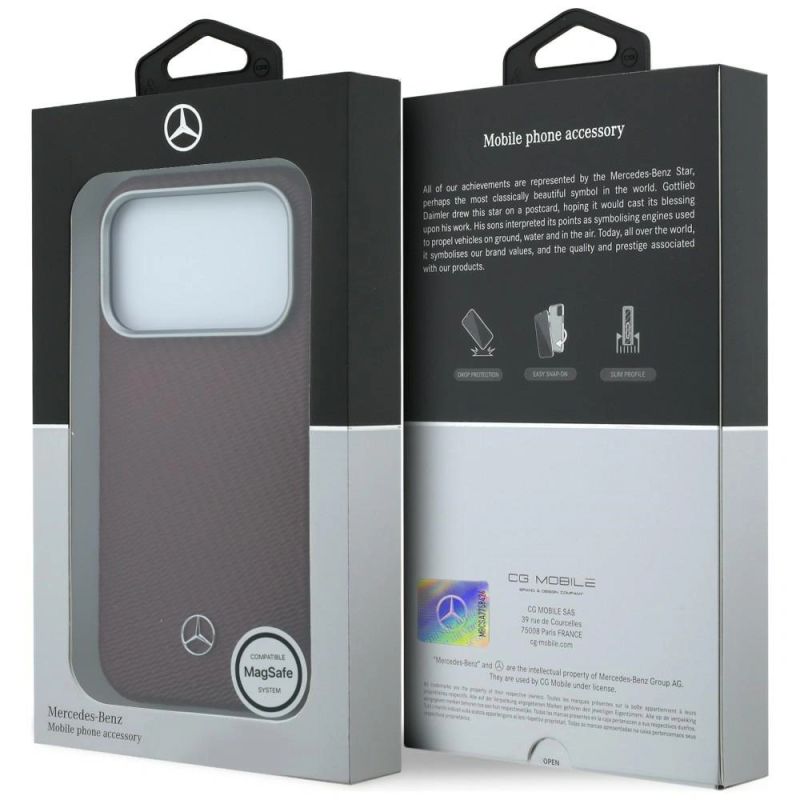 Etui Mercedes Leather Semi Wrap Wood Effect MagSafe na iPhone 17 Pro Max - czerwone - obrazek 8