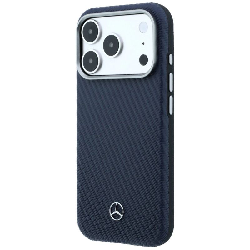 Etui Mercedes Leather Semi Wrap Wood Effect MagSafe na iPhone 17 Pro Max - granatowe - obrazek 2