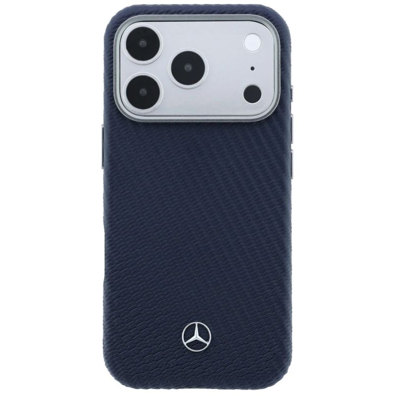 Etui Mercedes Leather Semi Wrap Wood Effect MagSafe na iPhone 17 Pro Max - granatowe - obrazek 3