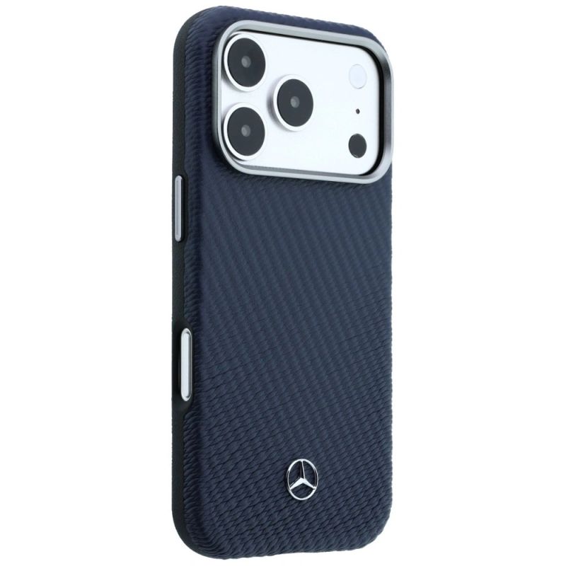 Etui Mercedes Leather Semi Wrap Wood Effect MagSafe na iPhone 17 Pro Max - granatowe - obrazek 4