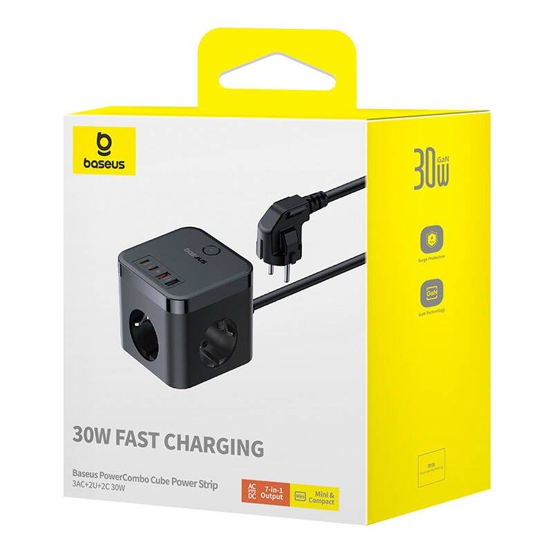 Listwa zasilająca Baseus PowerCombo 3AC+2U+2C 30W EU (1,5m; czarny) - obrazek 5